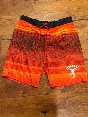 Fireball Whisky Board Shorts XL Red Orange Swim Trunks Men’s Beach Surf Shorts